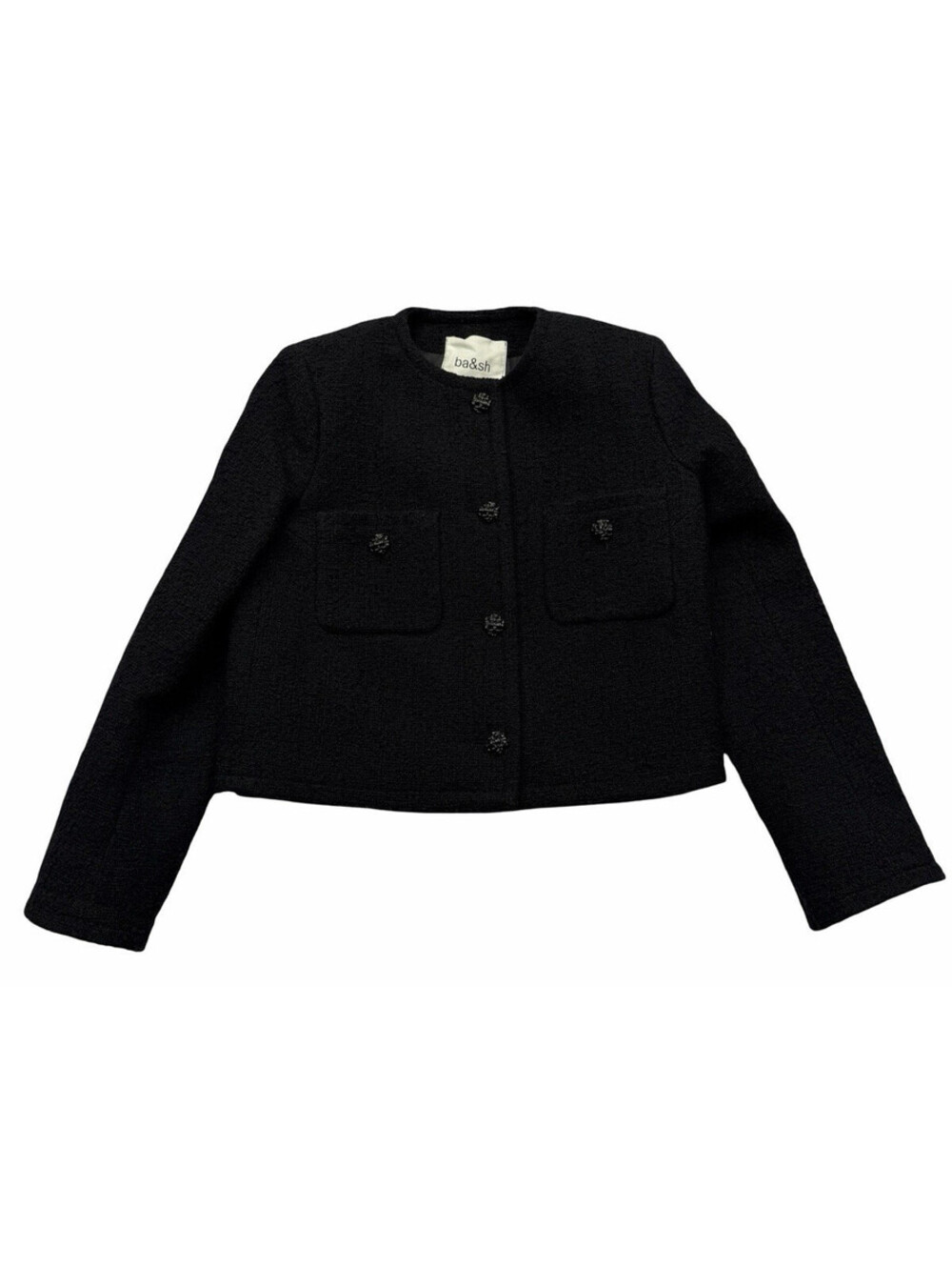 ba&sh Meredith Tweed Jacket Cropped Black Size XS